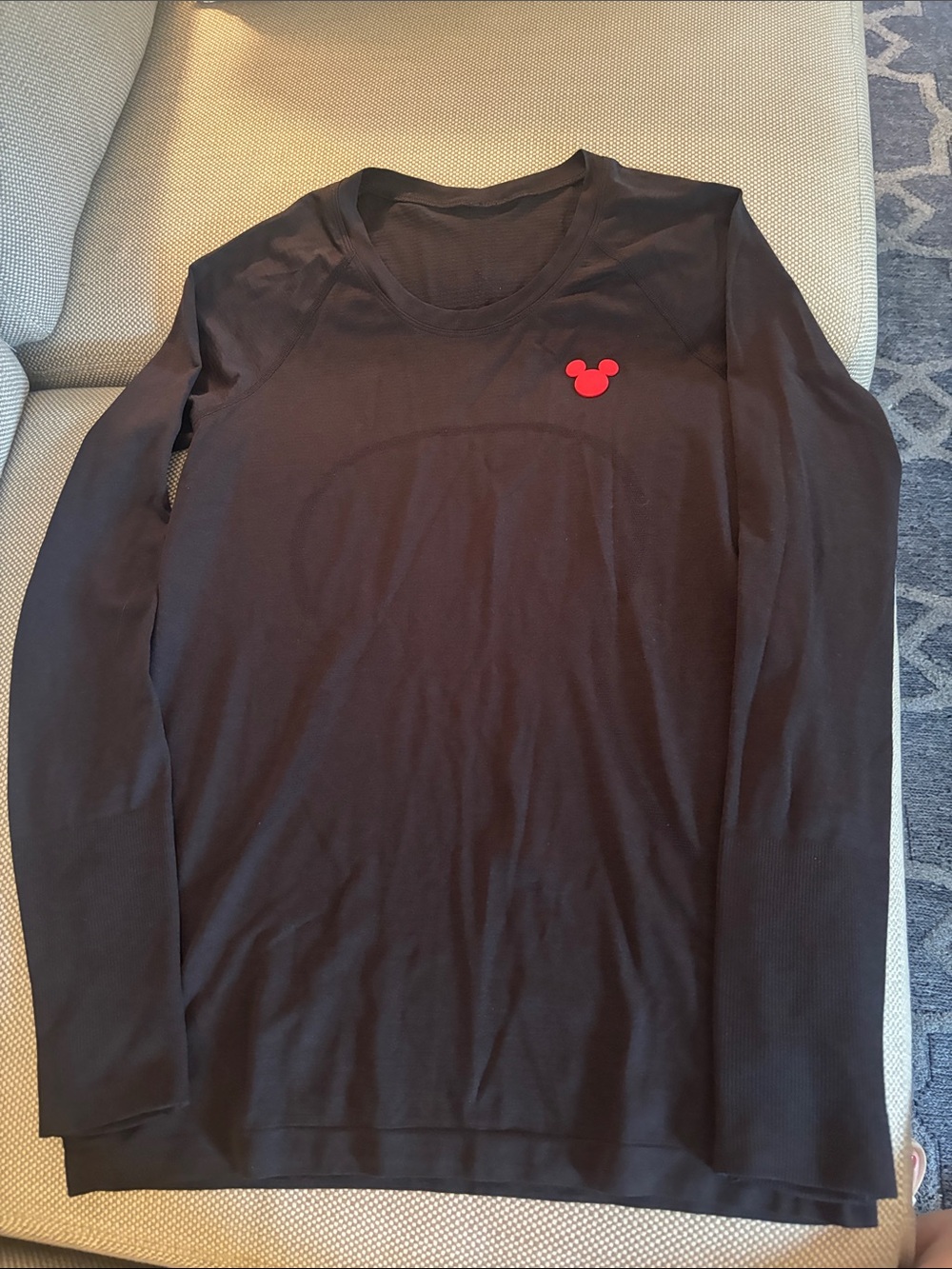 lululemon athletica Black Long-Sleeve Crew with Red Mickey Accent